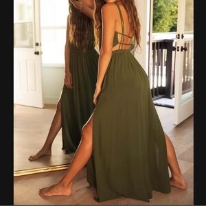 —SOLD—NWT Lost in Paradise Olive Green Maxi Dress